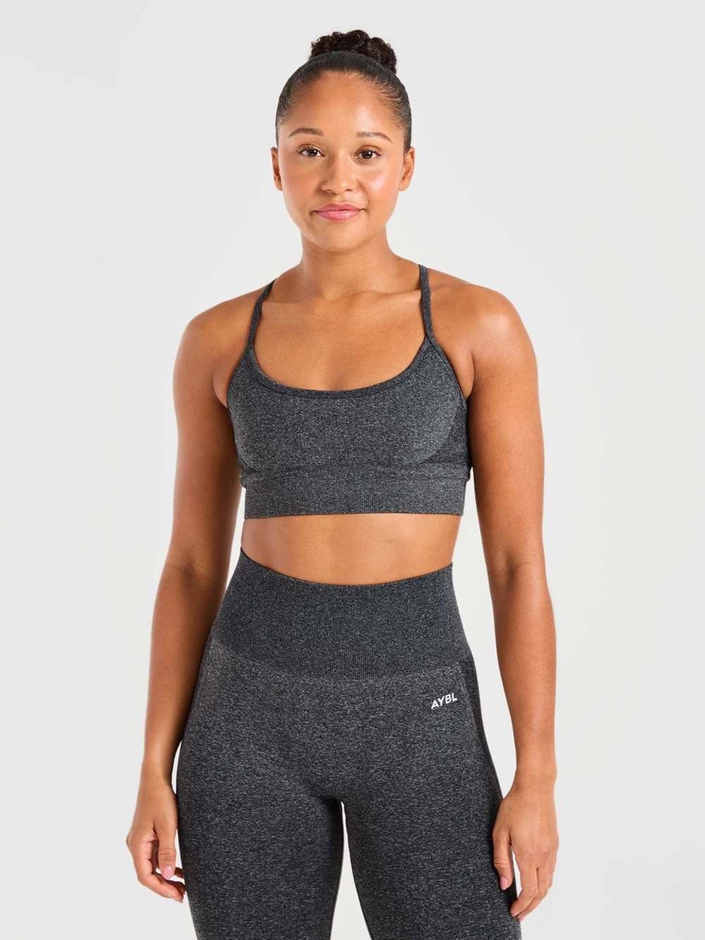 Aybl Marl Grey Black Sports Bra